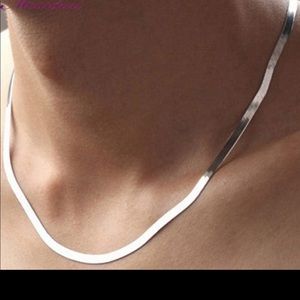 Italian Sterling Silver Herringbone Necklce